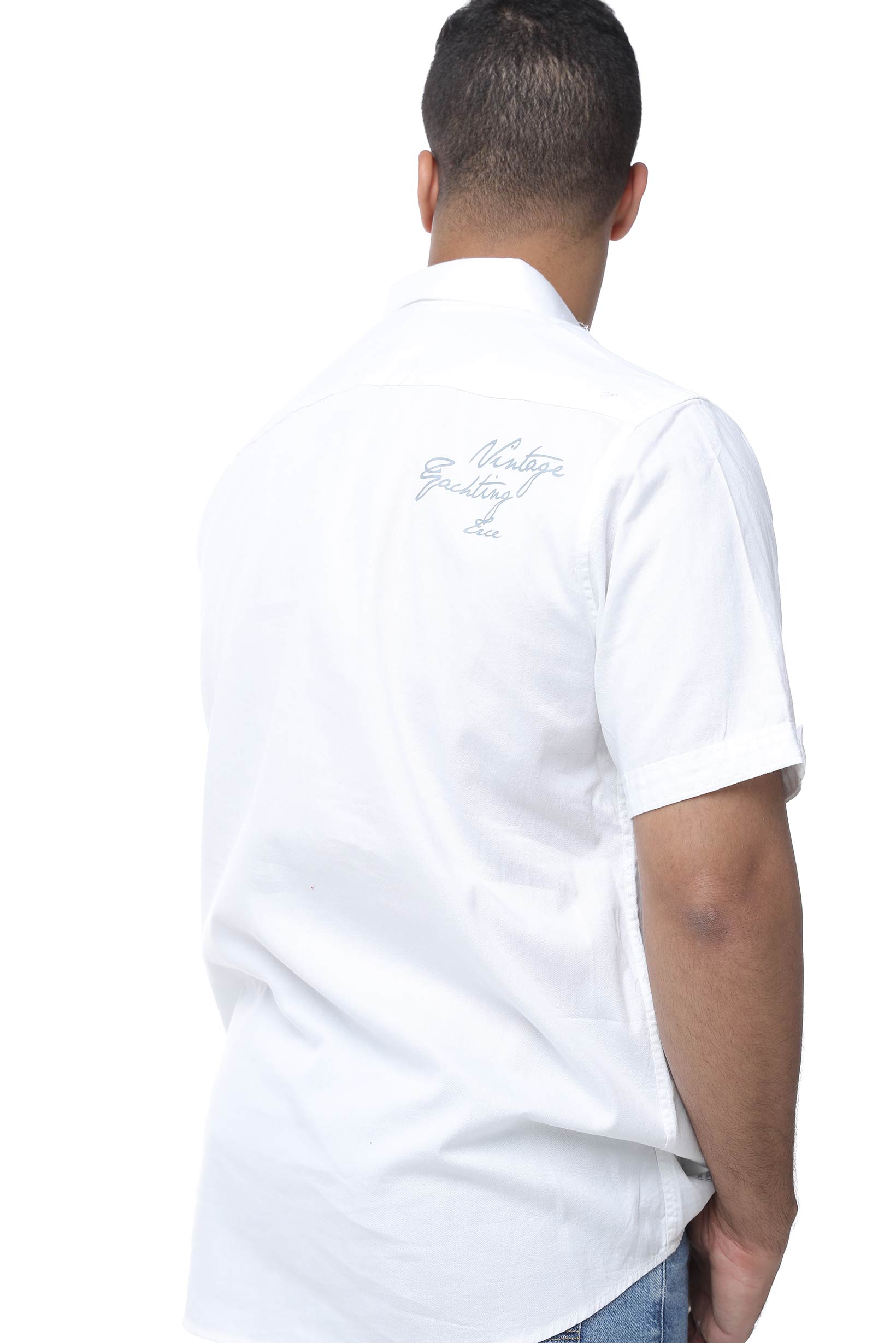 قميص جامبو قصير قطني رجالي (كاجوال ) ـ أبيض