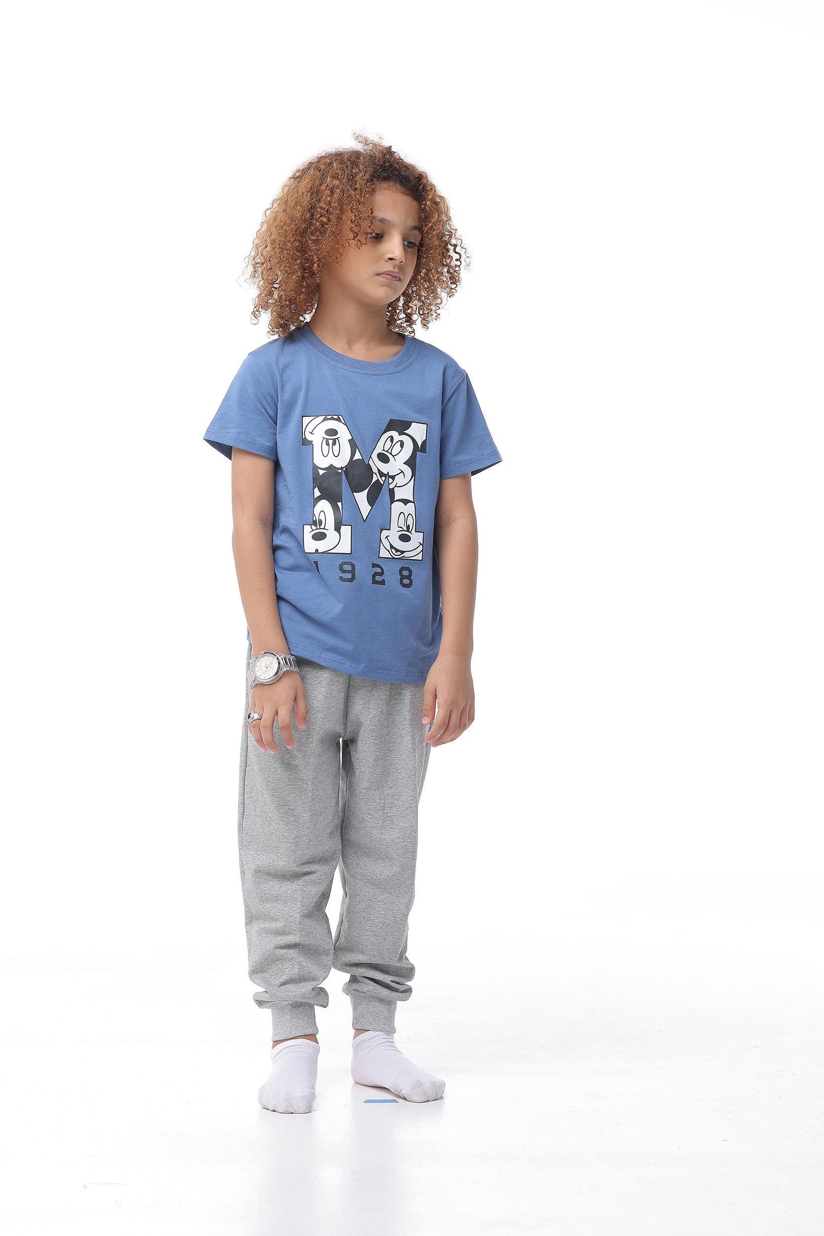Mickey Mouse boys pajamas half- sleeved trousers TEAL BLUE