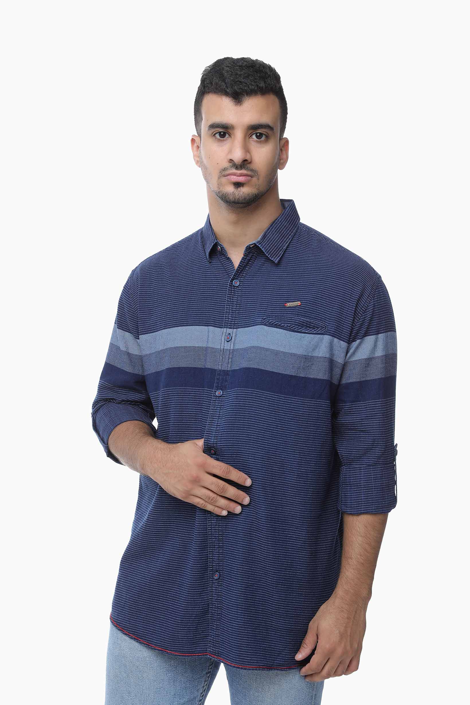 Pocket Gradient mens sleeve sleeve shirts BLUE