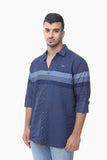 Pocket mens jumbo sleeve shirts BLUE