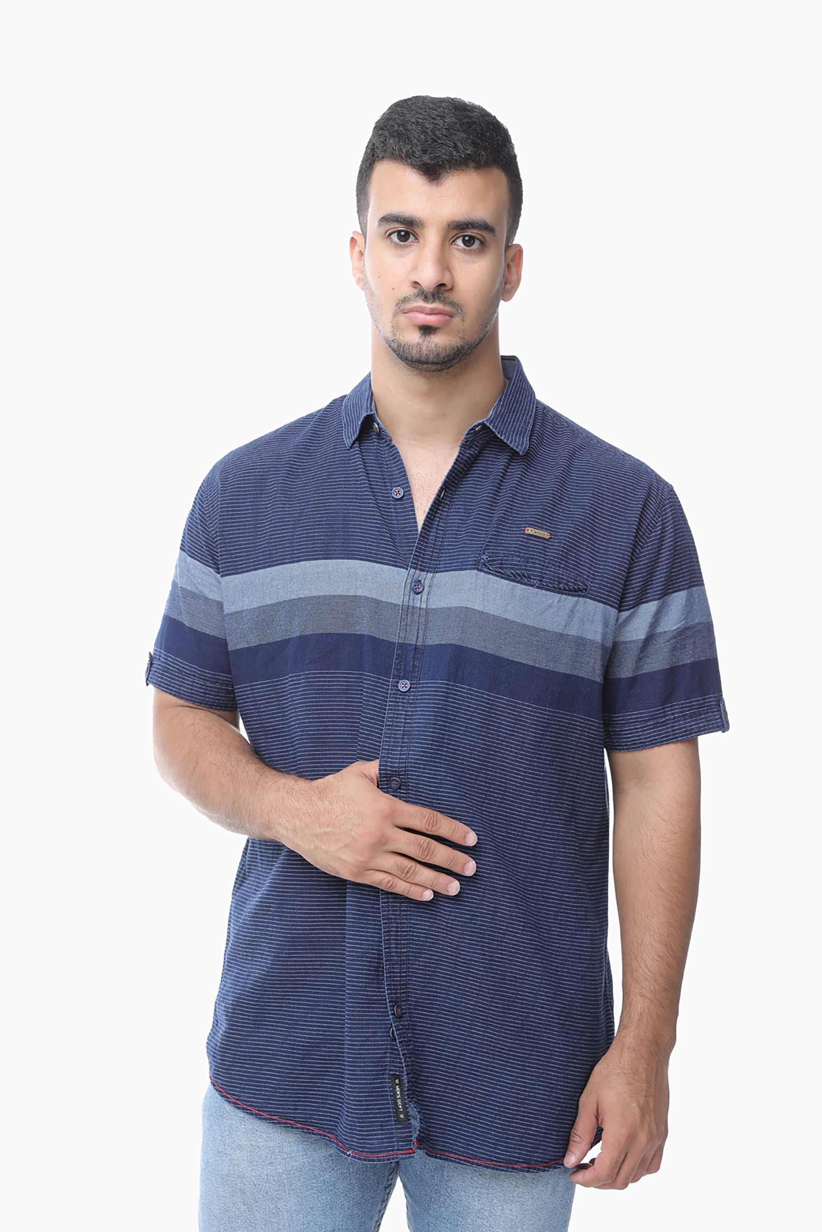 Pocket mens short  shirts BLUE