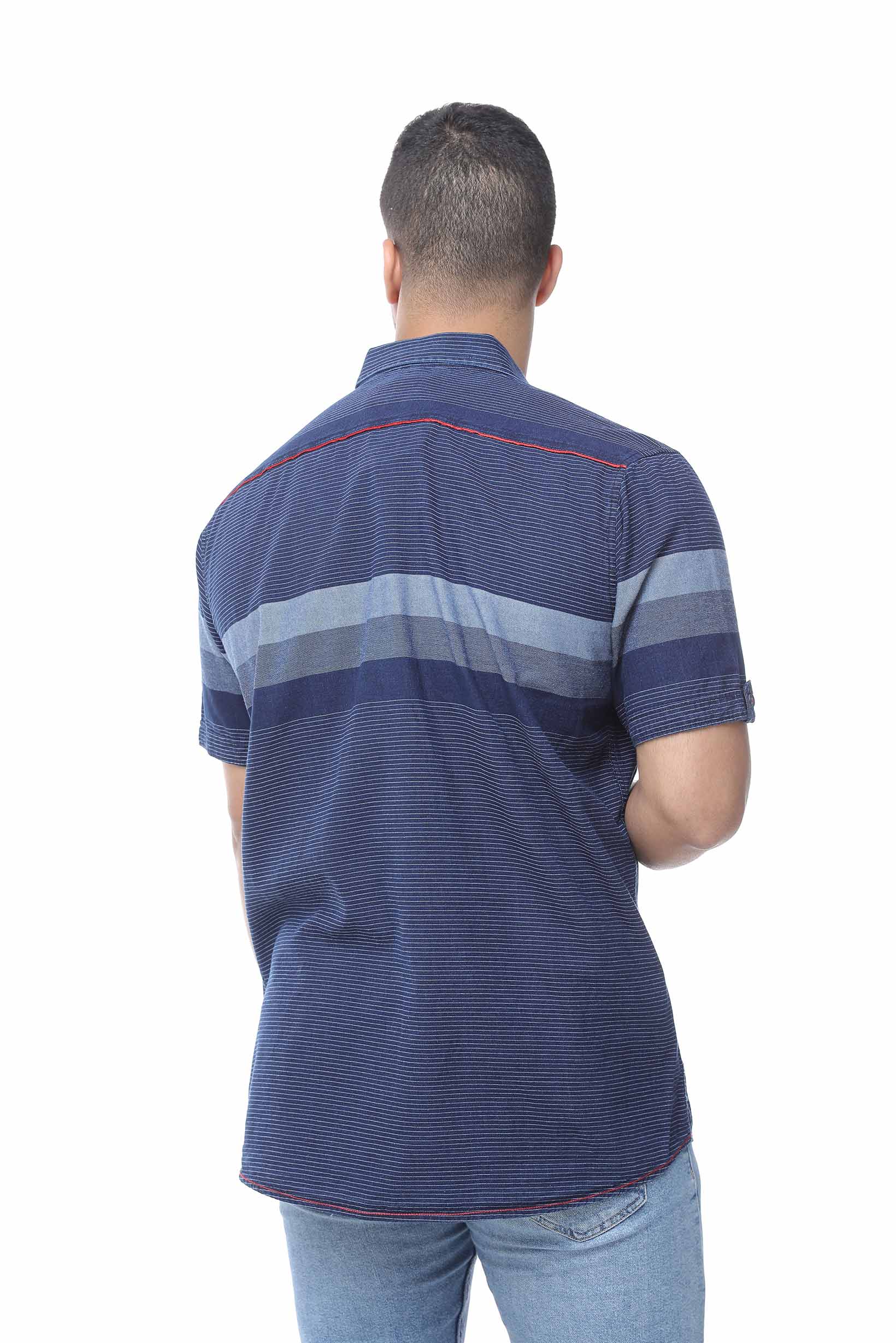 Pocket mens sleeve sleeve shirts BLUE