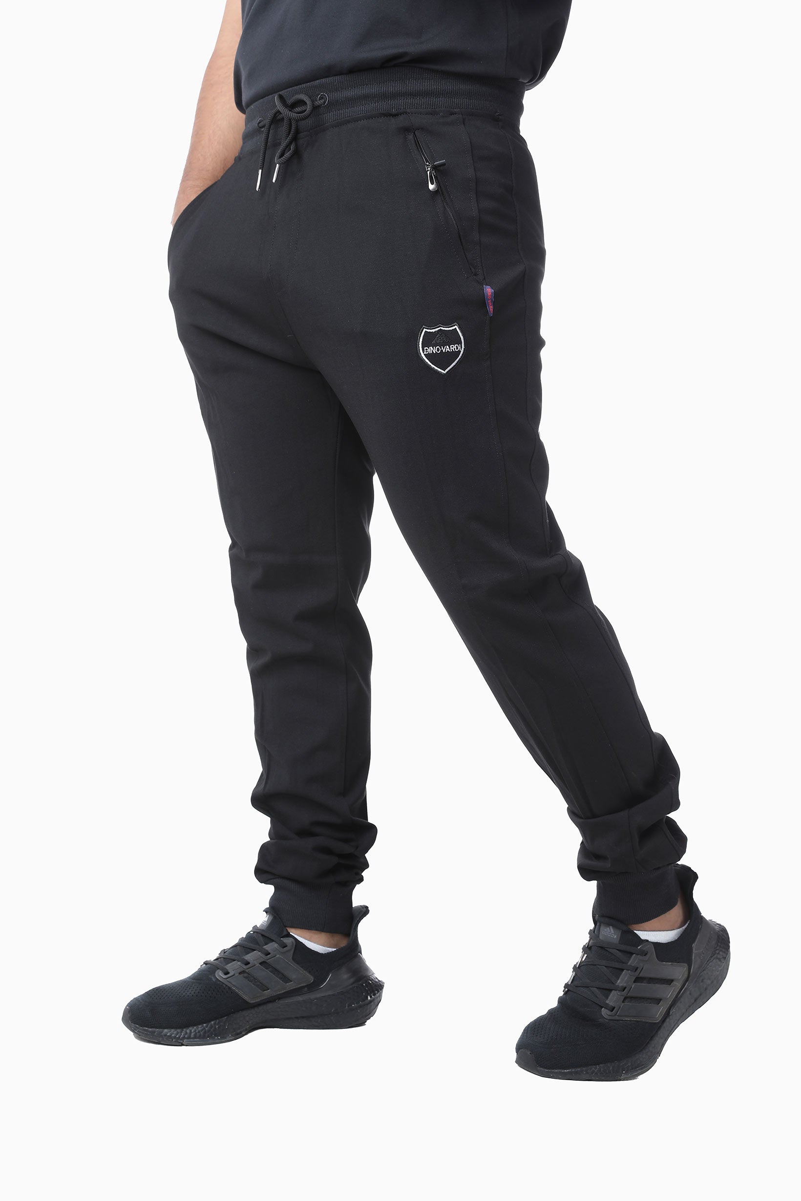 Zipper mens sports pants BLACK